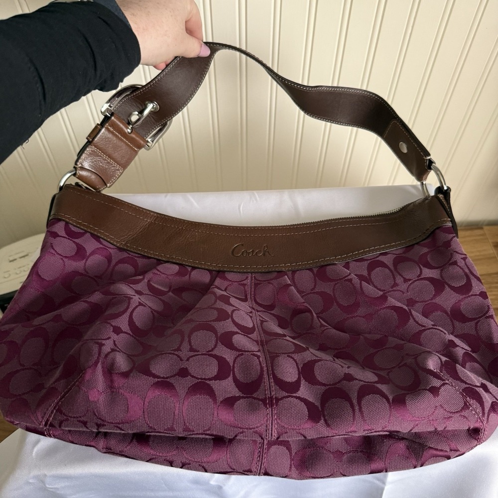Coach Y2K Soho Hobo Slouchy Shoulder Bag Purse Handbag Purple Signature C Canvas